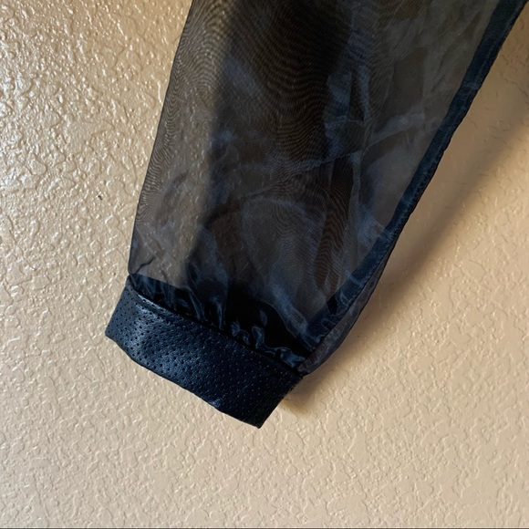 Homage for Los Angeles - Sheer Faux Leather Perforated Panel Long Sleeve Top - S - Picture 5 of 9